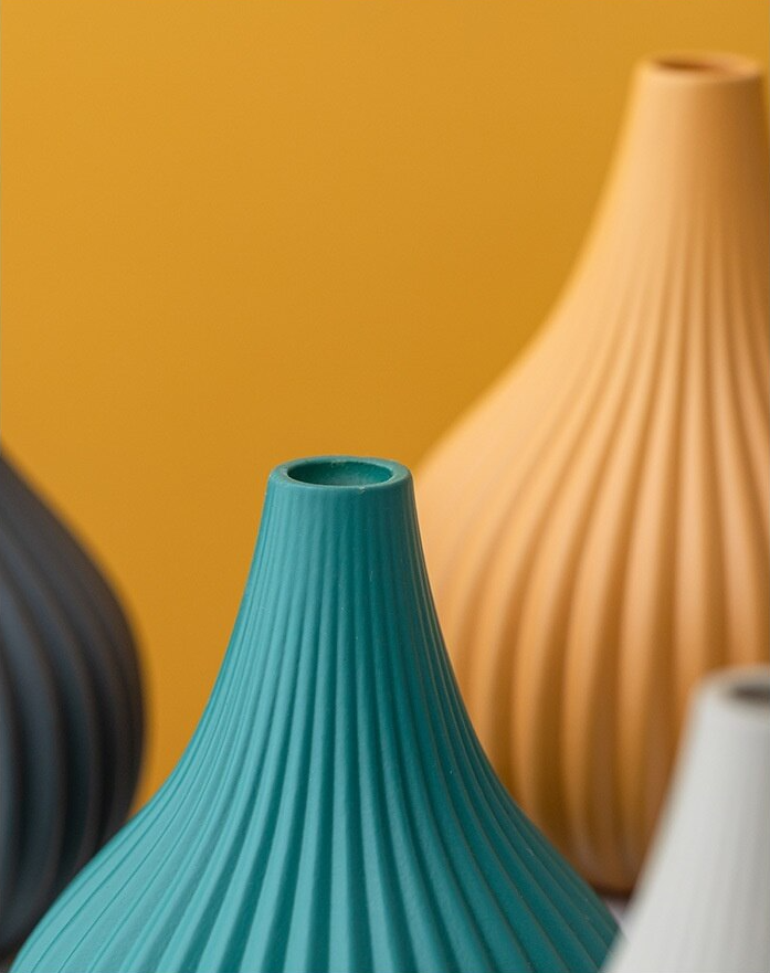 Pastel Textured Mini Bulb Ceramic Vase Collection