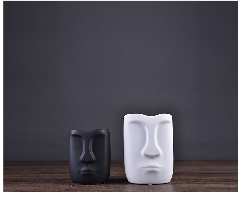 Nordic Face Ceramic Vase and Planter Collection - Unique Face Vase for Flowers