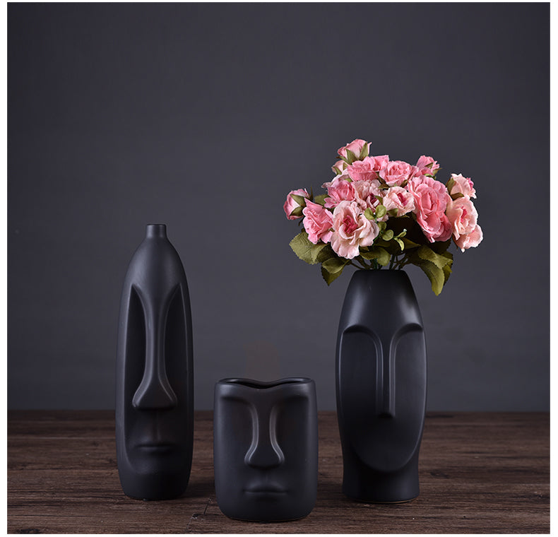 Nordic Face Ceramic Vase and Planter Collection - Unique Face Vase for Flowers