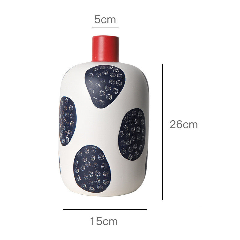 Modern Oriental Red Tip Ceramic Vase