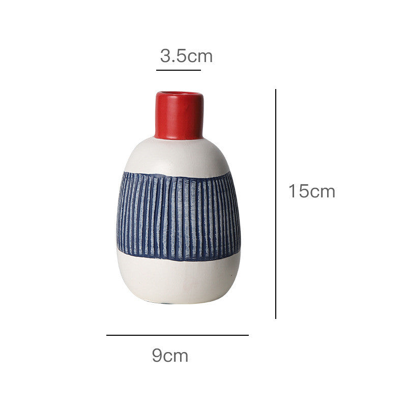 Modern Oriental Red Tip Ceramic Vase