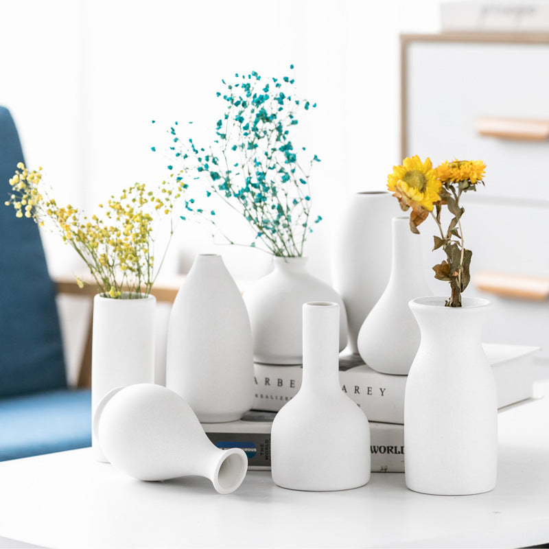 Frosted White Ceramic Vase Collection