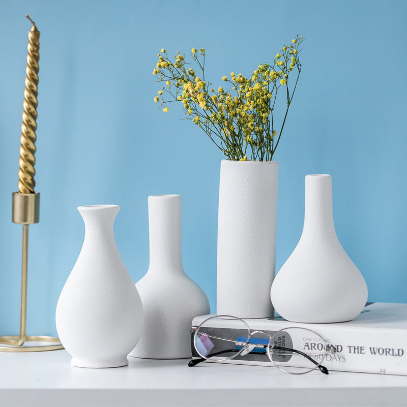 Frosted White Ceramic Vase Collection