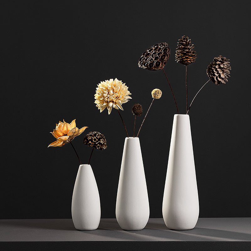 Minimalist White Ceramic Vases for Flowers