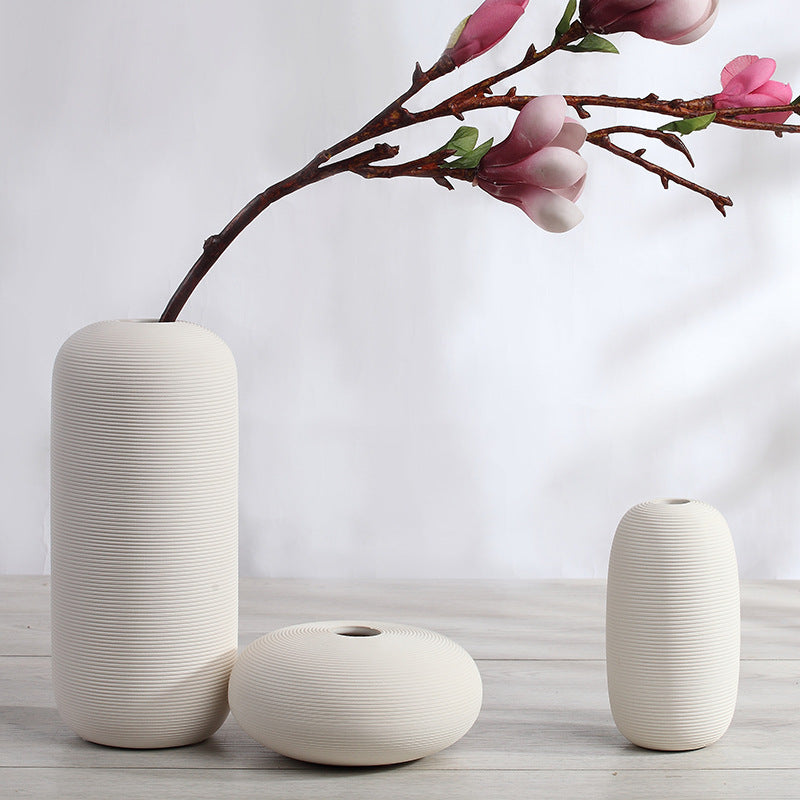 Classic White Bubble Ceramic Vase Set of 3 - Elegant White Ceramic Vase Set for Flowers