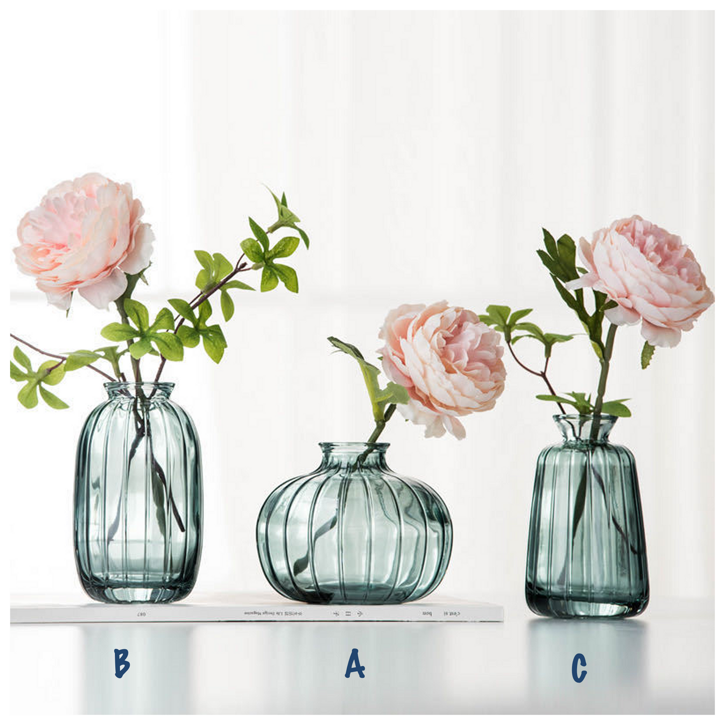 Mini Retro Lined Glass Bottle Vase Set