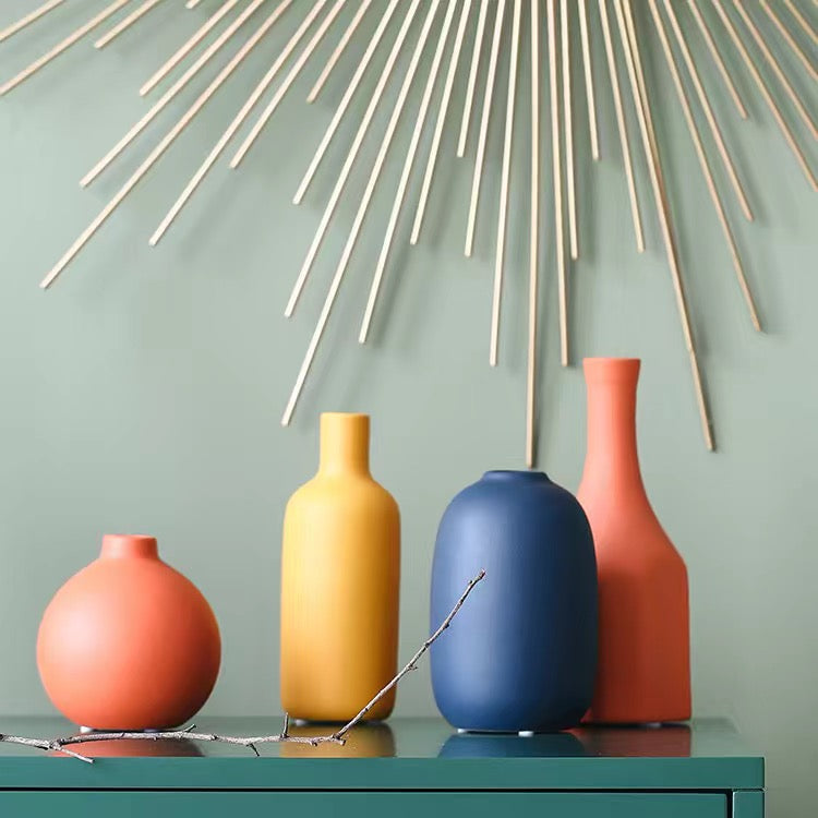 Strong Peach Blue Mustard Ceramic Vase Collection