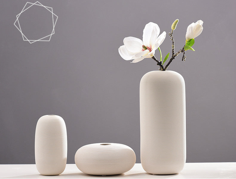 Classic White Bubble Ceramic Vase Set of 3 - Elegant White Ceramic Vase Set for Flowers