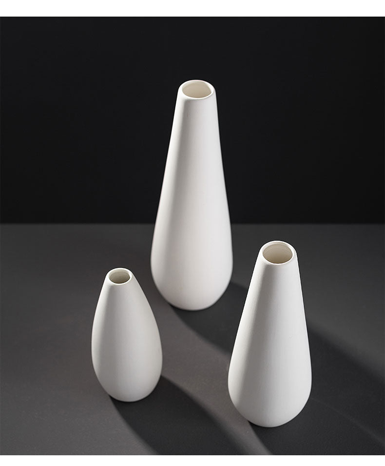 Classic White Ceramic Vase Set of 3 - White Ceramic Vase Set for Flowers