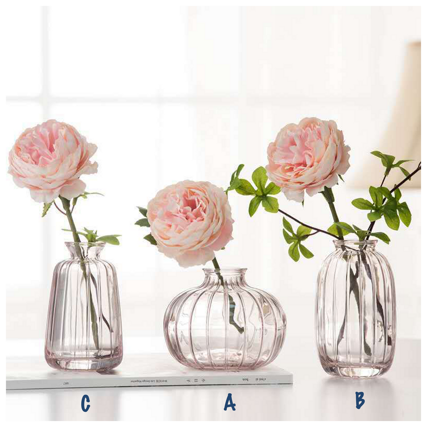 Mini Retro Lined Glass Bottle Vase Set