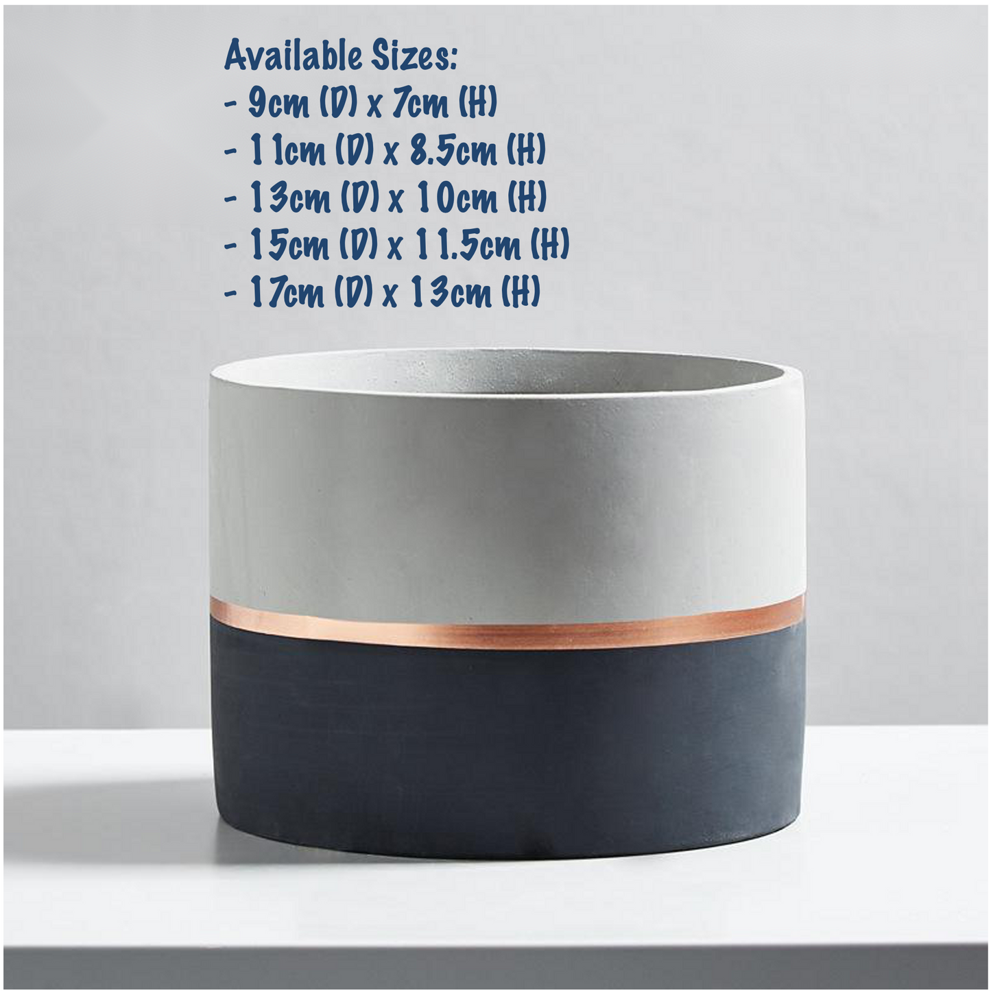 Modern Cement Rose Gold Band Planter with Base