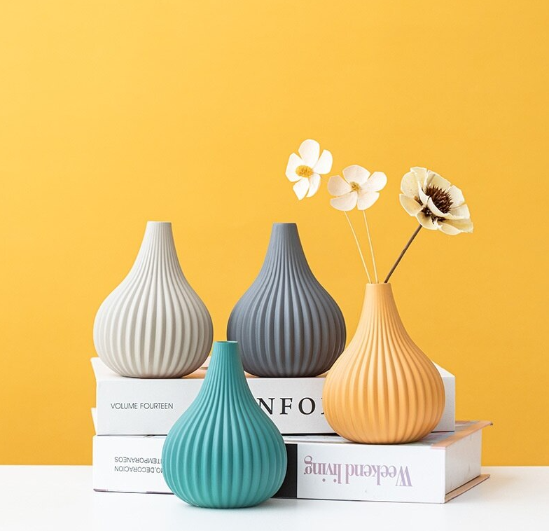 Pastel Textured Mini Bulb Ceramic Vase Collection