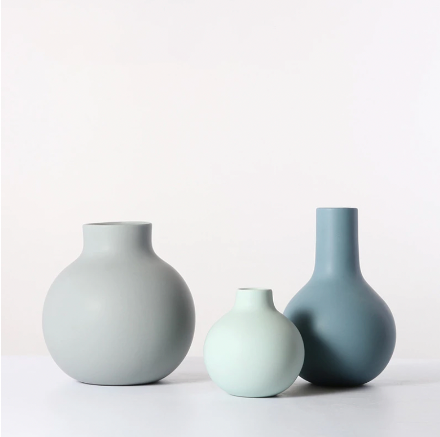 Baby Turquoise Bulb Ceramic Vase Collection | Modern Minimalist Turquoise