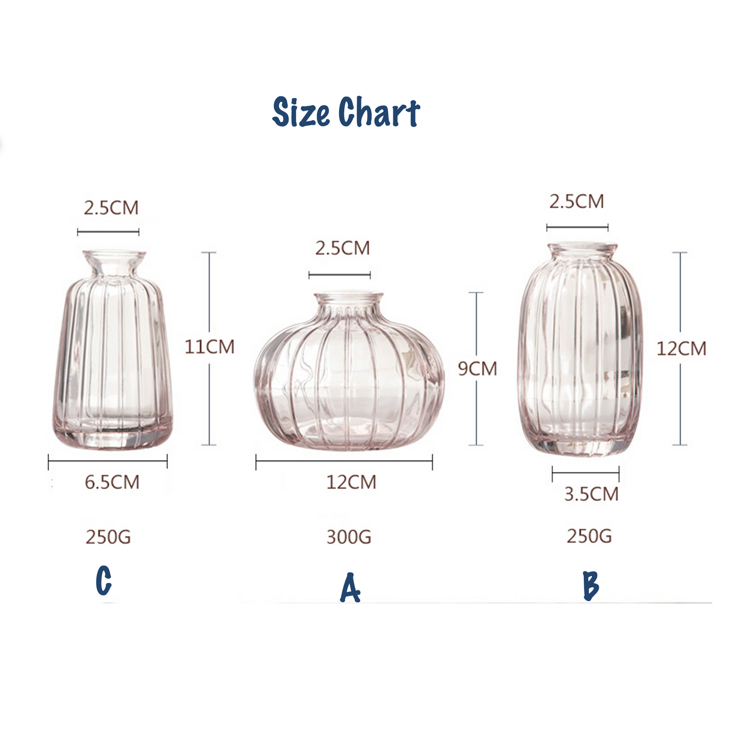 Mini Retro Lined Glass Bottle Vase Set