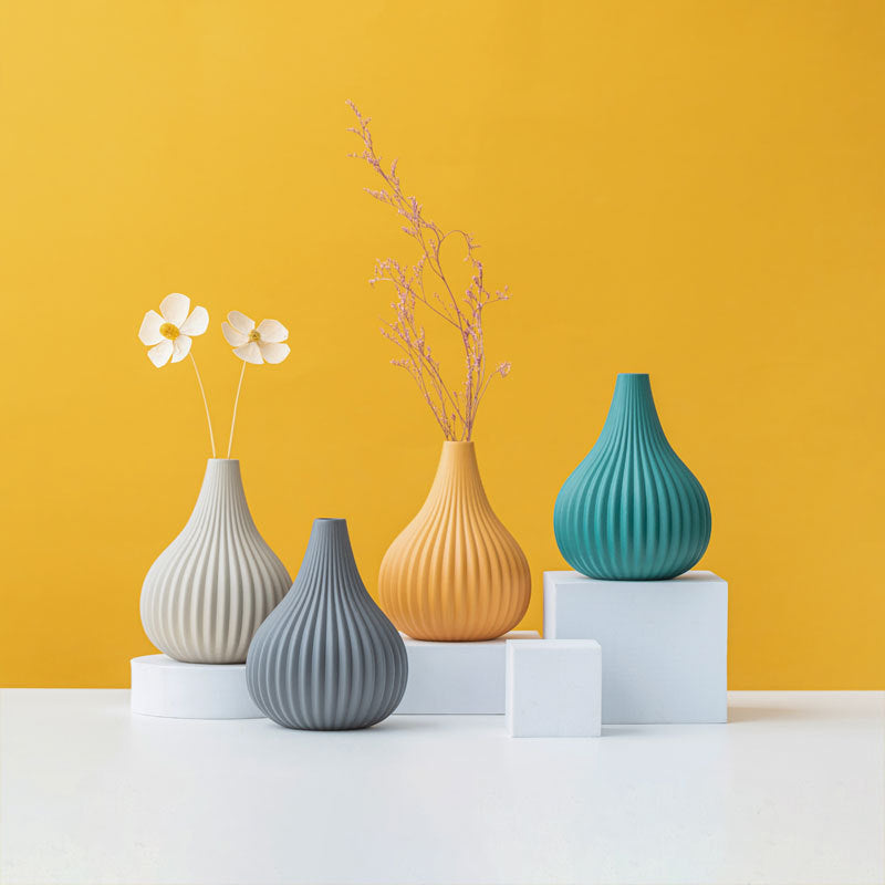 Pastel Textured Mini Bulb Ceramic Vase Collection