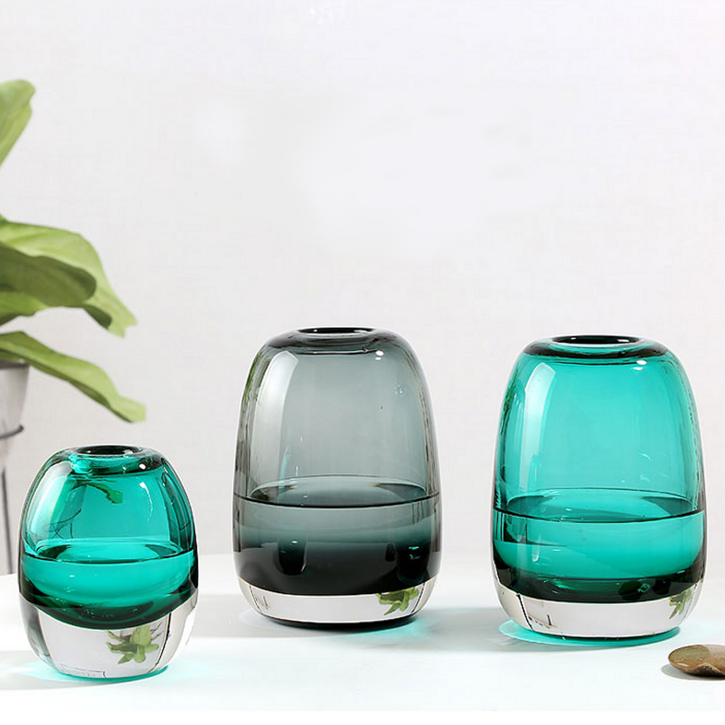 Retro Glass Bottle Bulb II Vase Collection, Thick Smooth Indoor Hydroponic Vase