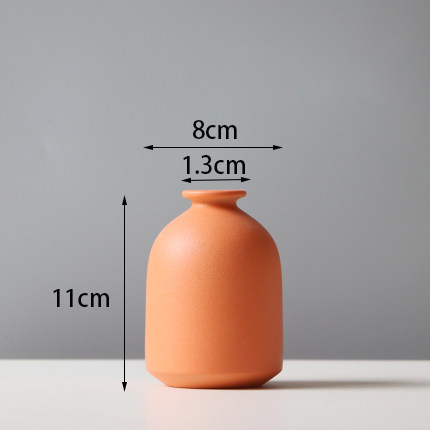 Modern Minimalist Matte Grey Orange Ceramic Vase Set