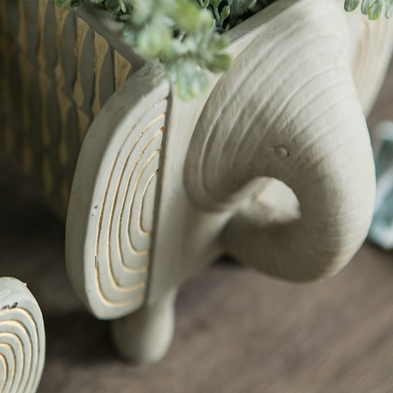 Elephant Ceramic Planter, Natural Texture, Indoor Outdoor Pot, Succulent Planter