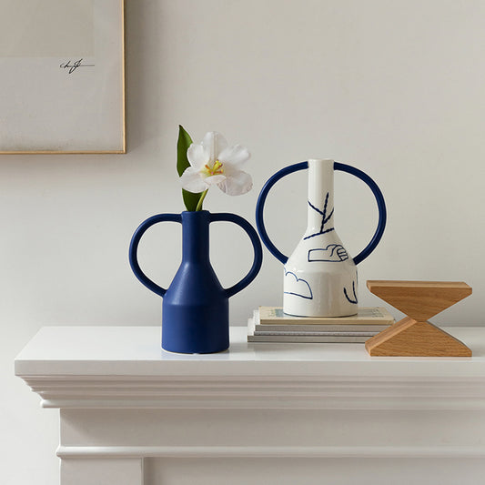 Royal Blue Ring Ceramic Vase Collection