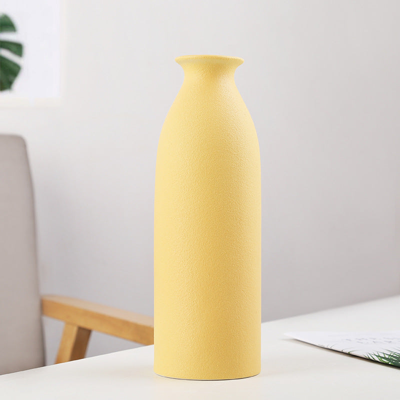 Frosted Peach Yellow Minimalize Ceramic Vase Collection