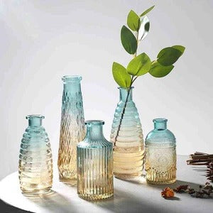 Embossed Glass Vase Set