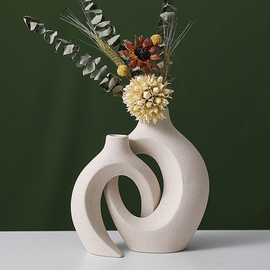 Intertwined Minimalist White Ceramic Vase for Flowers