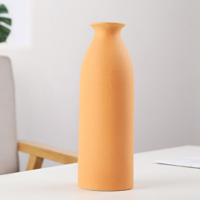 Frosted Peach Yellow Minimalize Ceramic Vase Collection