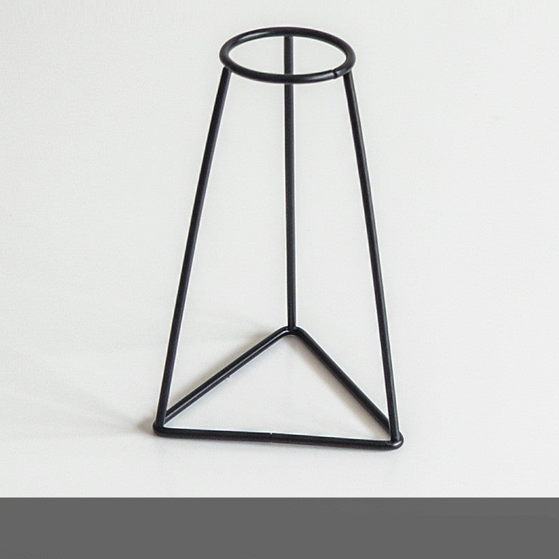 Black Minimalist Iron Hydroponic Transparent Glass Vase