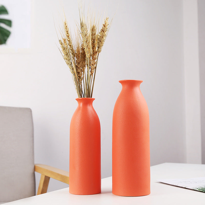 Frosted Peach Yellow Minimalize Ceramic Vase Collection