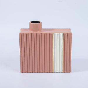 Pinstriped Square Minimalist Ceramic Vase Collection