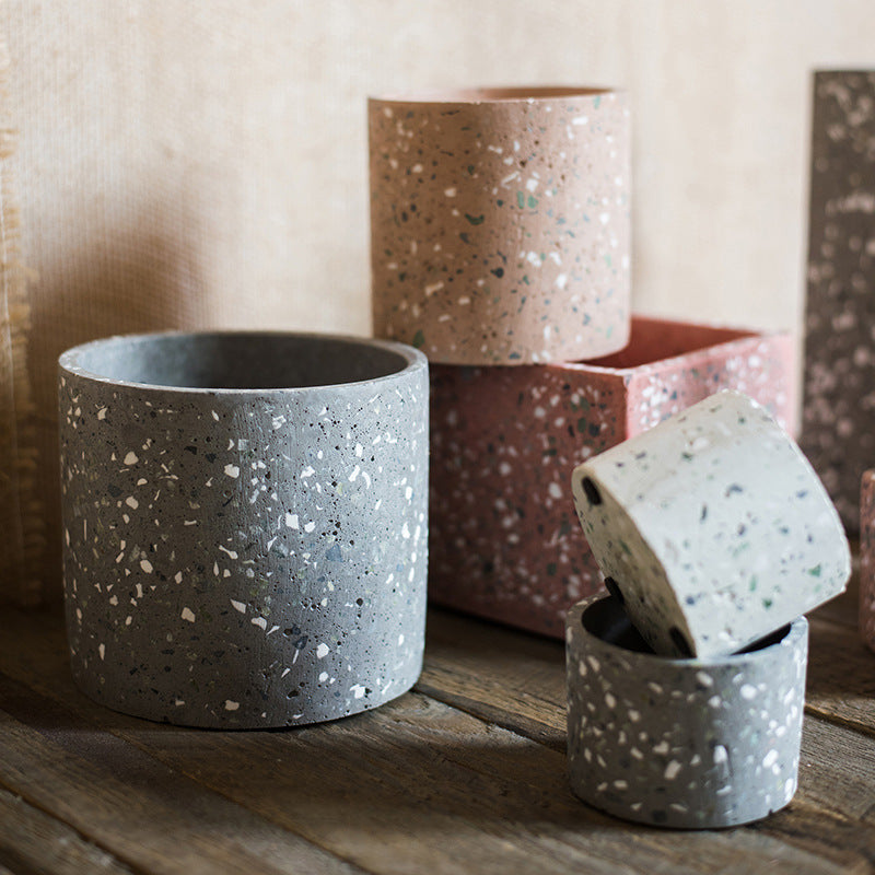 Speckled Concrete Succulent Planter Pot Collection, Colourful Cement Planter, Indoor Outdoor Pot