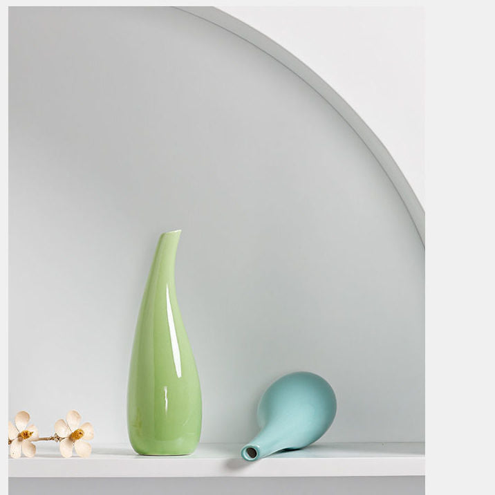 Glossy Pastel Drop Ceramic Vase Collection