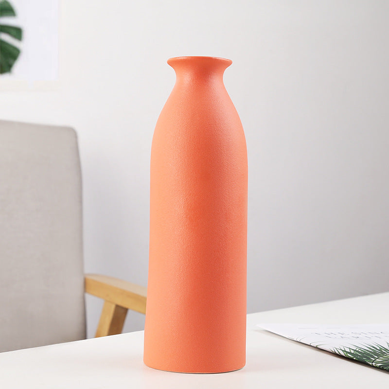 Frosted Peach Yellow Minimalize Ceramic Vase Collection