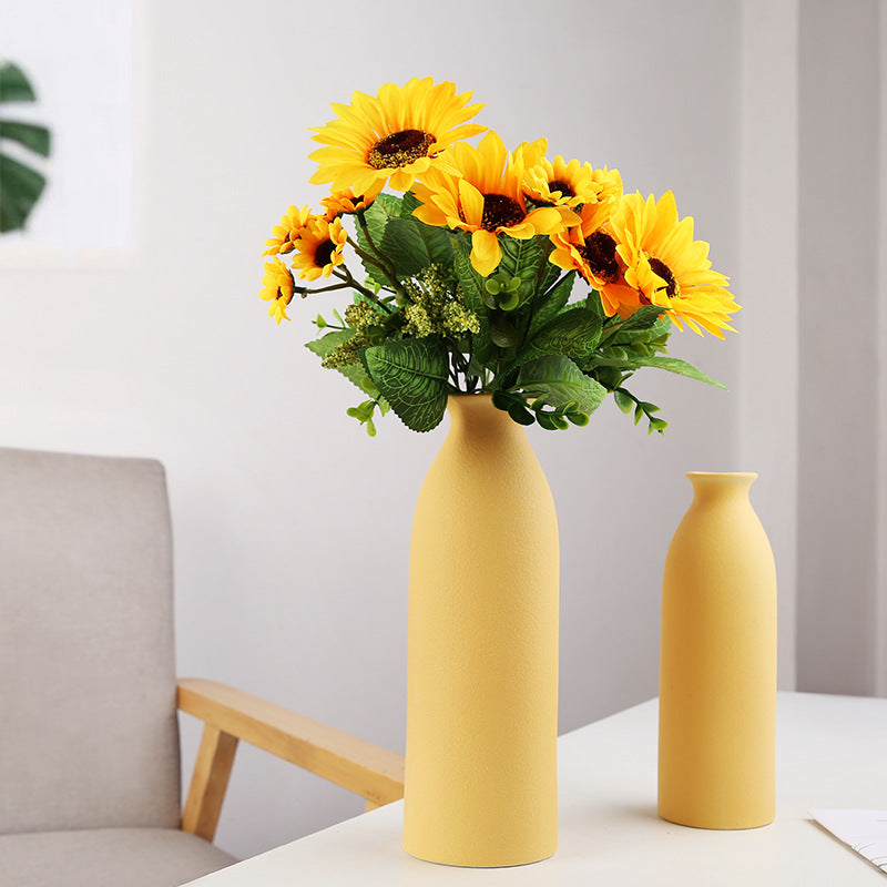 Frosted Peach Yellow Minimalize Ceramic Vase Collection