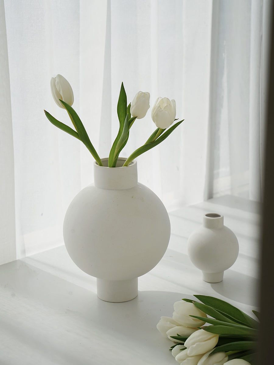 Minimalist White Lantern Vase Collection