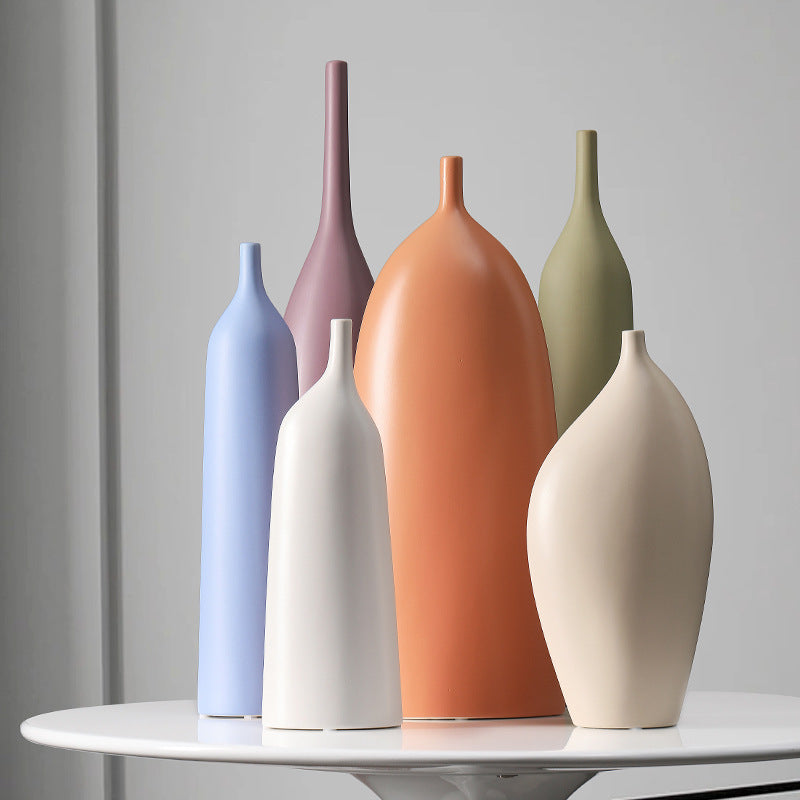 Colourful Modern Skinny Top Ceramic Vase Collection