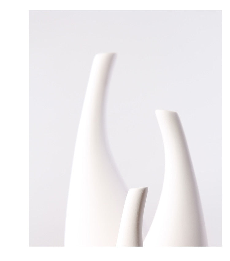 Minimalist White Ceramic Vase Set of 3 - Nordic Ceramic Vase Set for Flowers