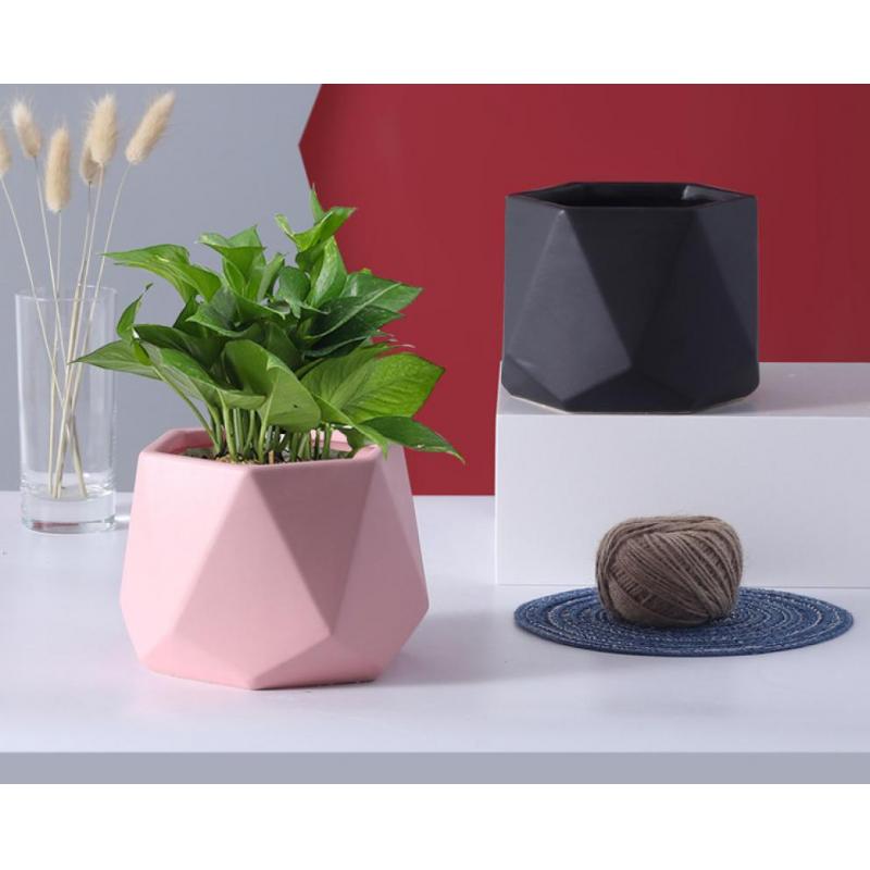 Geometric Abstract Minimalist Ceramic Vase Planter, Modern Flower Indoor Outdoor Pot, Morandi Colours