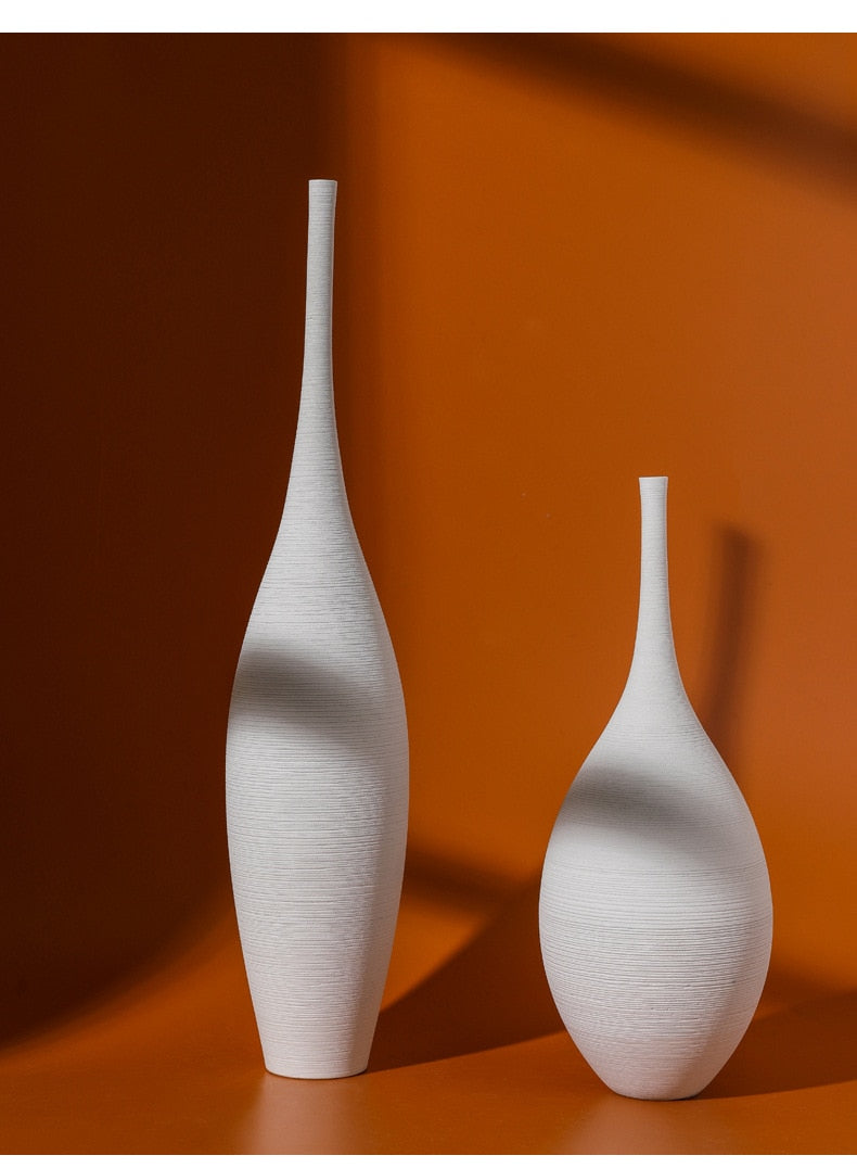 Modern Black and White Handmade Ceramic Vase Collection, Sleek Minimalist Décor Centerpiece