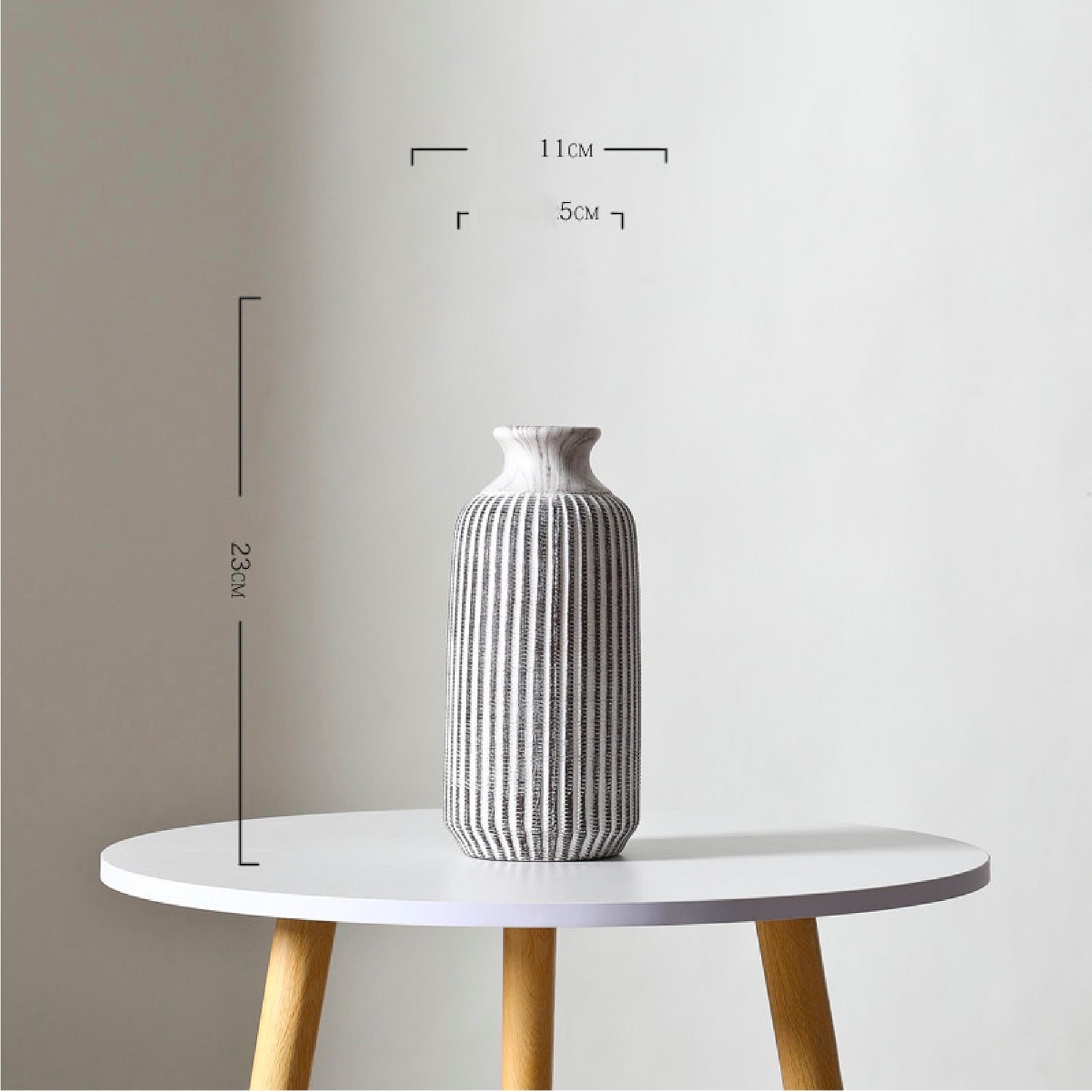 Modern Marbled Striped White Ceramic Vase Collection