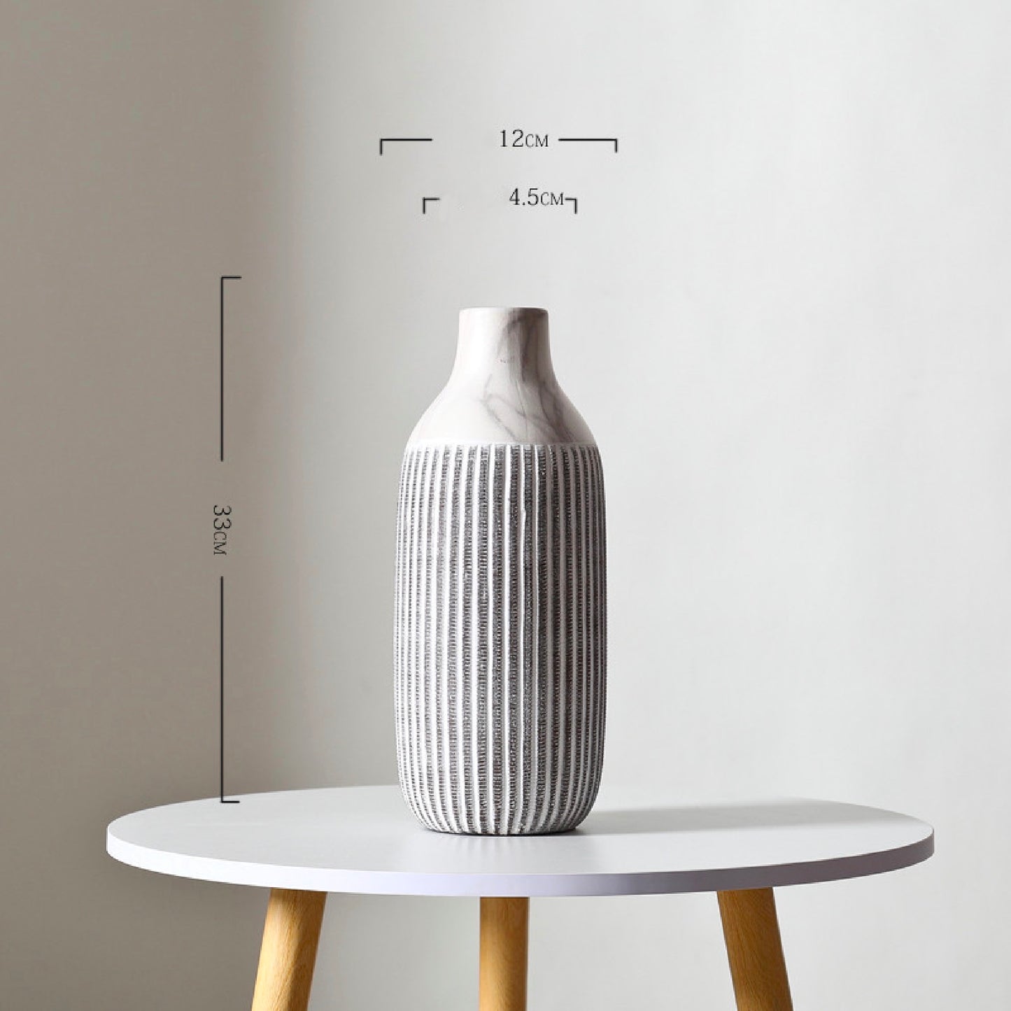 Modern Marbled Striped White Ceramic Vase Collection