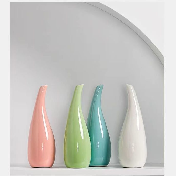 Glossy Pastel Drop Ceramic Vase Collection