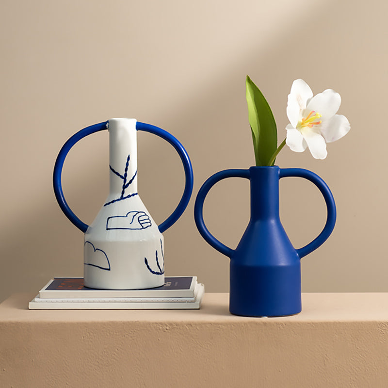 Royal Blue Ring Ceramic Vase Collection