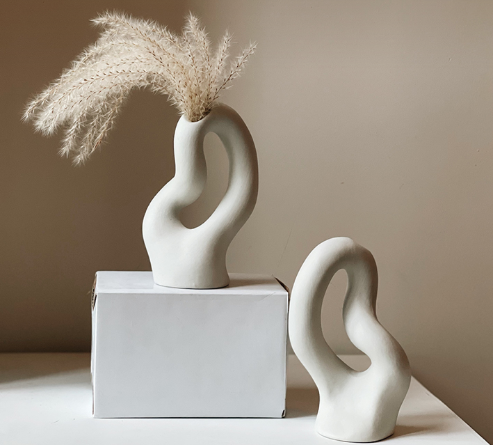 Unique White Ceramic Vase for Flowers